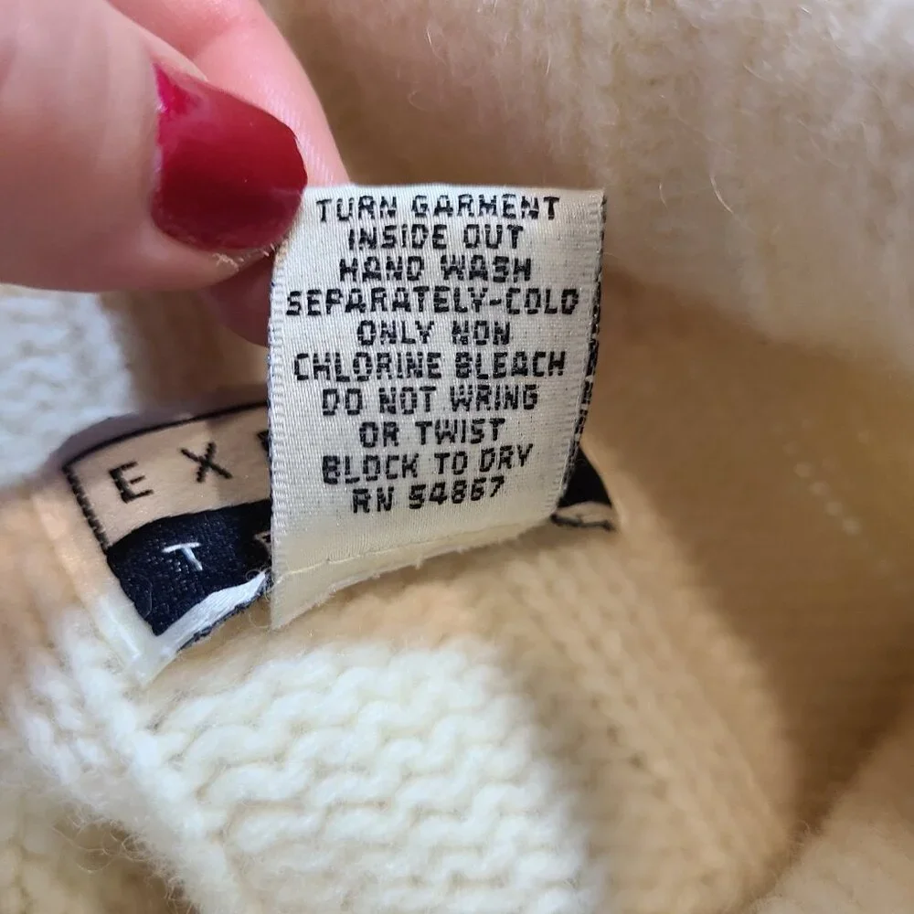 VTG Express Tricot Cable Knit‎ Sweater Women Medium Lambs Wool 90s Y2K Old Money